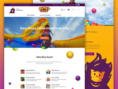 Blast Zone Website & Brand blast branding ecommerce forefathers fun homepage kids landing page products purple website yellow