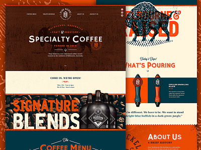 Plug Nickel Specialty Coffee Website! homepage illustration one page retro texture type vintage web website