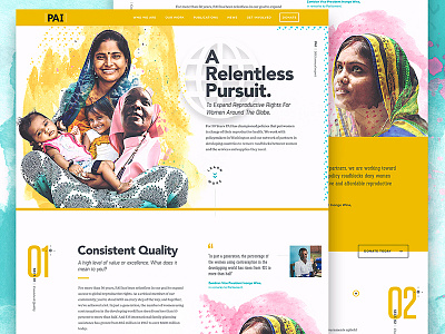 PAI - Annual Report 2015 charity global homepage rights type ui ux vibrant watercolor website women yellow