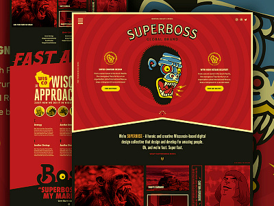 SUPERBOSS Website Design black boss homepage illustration red responsive super type ui ux web website