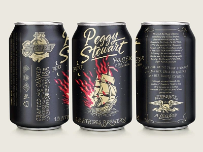 13 Stripes Brewing - Peggy Stewart Porter Can Design 13 stripes beer beer label can design craft beer forefathers illustrations labels package design packaging print design