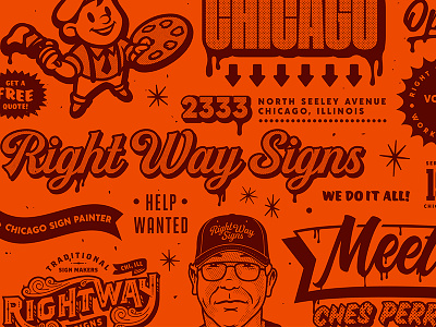 Right Way Signs Print Pattern brochure chicago drips forefathers forefathers group illustration orange paint pattern print design retro signs