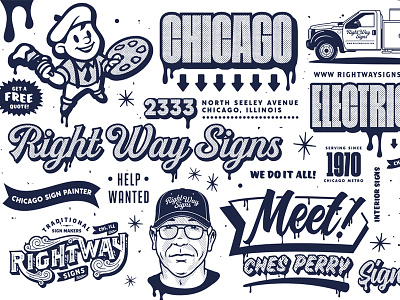 NEW WORK: Right Way Signs brand chicago forefathers hand painting illustration print print design retro right way signs web design websites