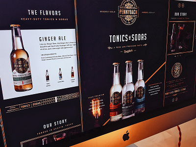 Pennyback Tonics and Sodas Website brand branding gold homepage onepage packagedesign packaging responsive soda tonic uxdesign webdesign website websitedesign websites