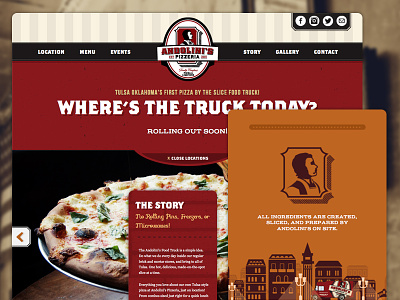 Andolini's Pizzeria Food Truck black food truck forefathers italian one page pizza red responsive website