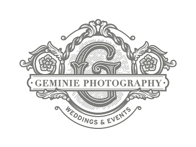 Geminie Photography floral logo logo design vintage vintage logo