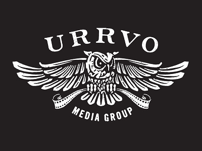 URRVO Media Group black film logo logo concept logo design media owl video videography white