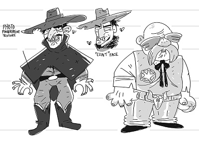 Lefty Calhoun and Sherrif animation cartoon character character design cowboy