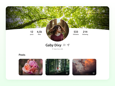 Daily UI - User Profile - 006 dailyui dailyuichallenge design green profile profile page social media ui user user profile