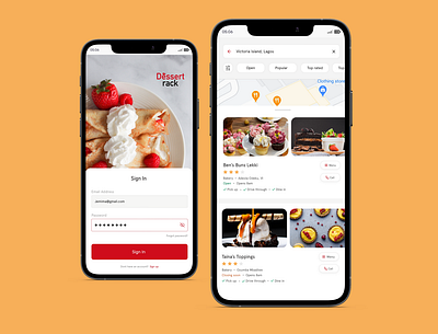 Dessert Rack Sign In/ Search screen design food app sign in sign in form sign in ui uidesign