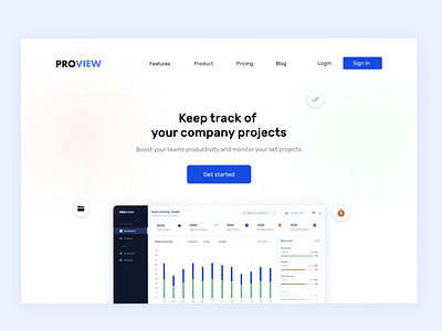 Project tracking app landing page company dashboard ui design herosection landingpage project project management tracking app uidesign