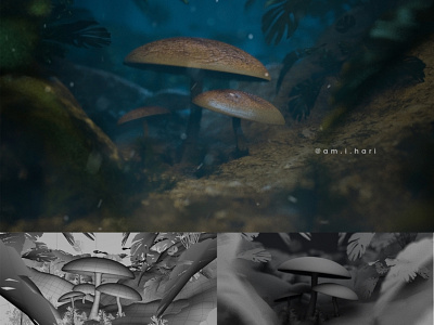 Mushroom - CG 3d light 3d modeling 3d render am.i.hari cg artist harikrishnan fantasy maya photoshop renderman