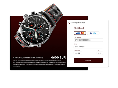 Checkout - DailyUI #002 002 checkout color daily ui dailyui design figma mockup ui ux watch watches web webdesign