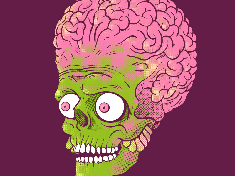 Friend of Mars mars attacks movie retro alien space vector illustration tshirt design print