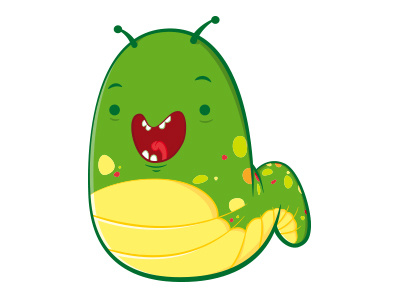 Brunilda, the caterpillar bug cartoon character design funny illustration print vector