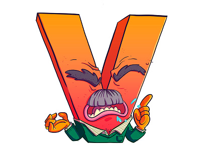 V for Vitricophobia 36 days of type alphabet cartoon character comic illustration phobia type typography vector