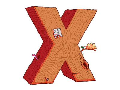X for Xylophobia 36 days of type alphabet cartoon character comic illustration phobia type typography vector wood