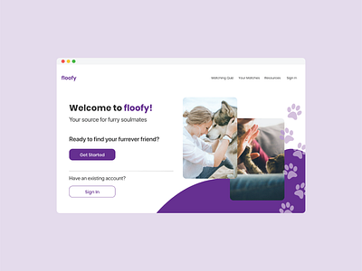 Pet Adoption Landing Page design ui ux web