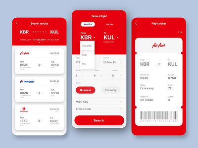 012 - Flight Booking Concept airasia app concept design flat illustration malaysiaairlines malindoair minimal ui ux vector