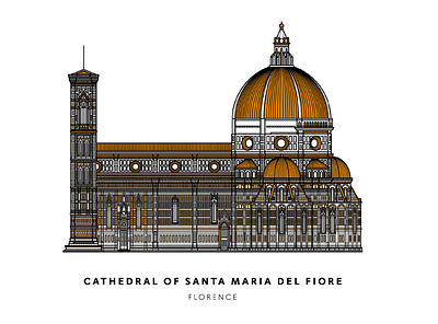 Cathedral of Santa Maria del Fiore in Florence, Italy architecture design florence illustration italy landmark landmarks minimal