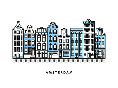 Amsterdam Houses amsterdam architecture design illustration landmark landmarks minimal simple vector
