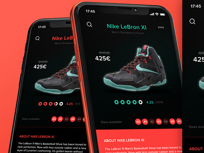 Shoe shop - Nike Lebron XI app application concept design ui ux