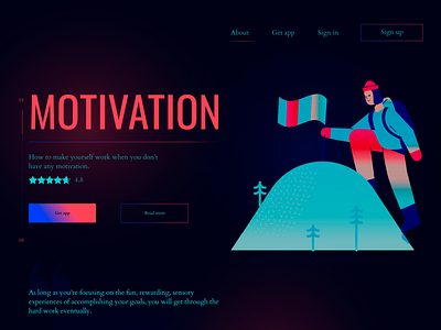 Landing page for the motivation app black design landing landing page landing page design motivation ui ux uxdesign uxui