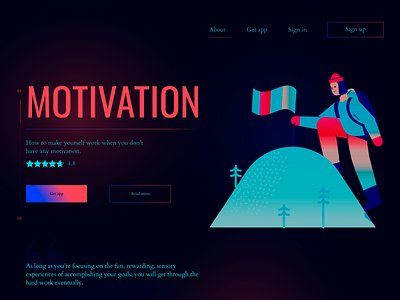 Landing page for the motivation app