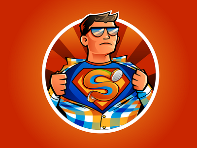 Superman character illustration sticker vector