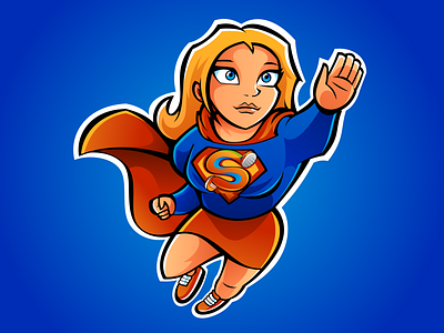 Supergirl character illustration sticker vector