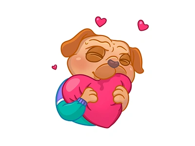 In love pug during isolation of COVID-19 animal character design coronavirus covid 19 cute dog emotion flat heart illustration ipad love procreate pug puppy quarantine social distancing stayathome sticker telegram