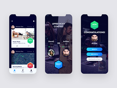 Workout Contest App Concept fitness app iphone app iphone app design mobile app mobile uiux ui ui ux ui ux design ui desgin user inteface ux workout workout app