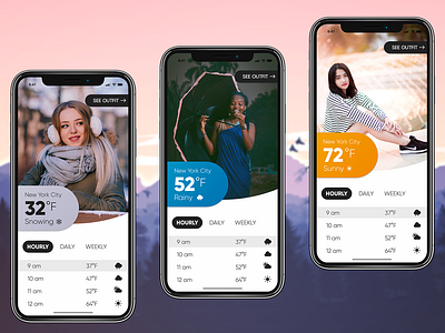 Weather-based Fashion App Concept app design fashion app iphone app iphone app design mobile app mobile uiux ui ui ux ui ux design ui desgin uiuxdesigner user inteface ux weather app