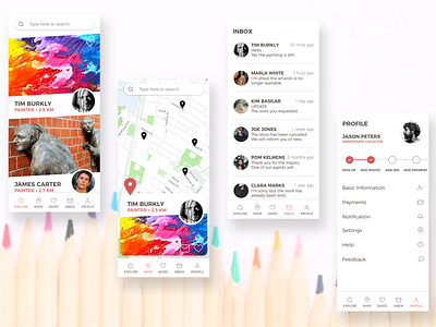 App Concept for Finding Artists Near You app art artist design iphone app iphone app design mobile app mobile ui ui ui ux uidesign uiux uiuxdesigner user interface ux