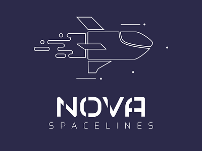 Nova Spacelines branding illustration logo rocket rocketship