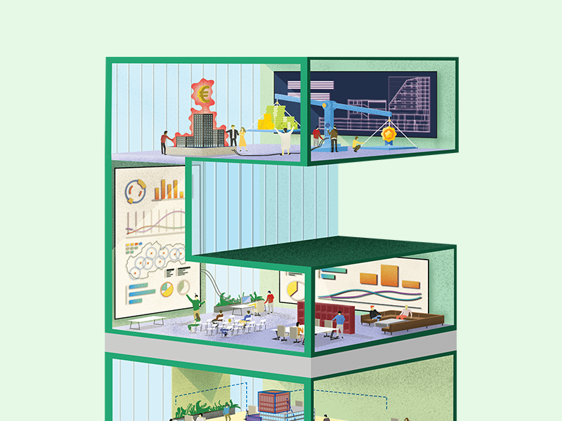WIP - CBRE building illustration B wip real estate perspective offices office work illustration section building architect architecture