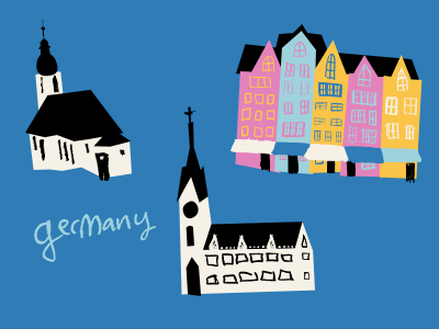 Germany colorful germany hand lettering illustrations landmarks