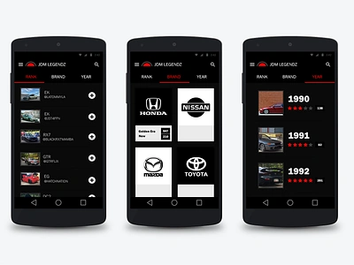 JDM Legendz android android app interfacedesign uiux uiuxdesign