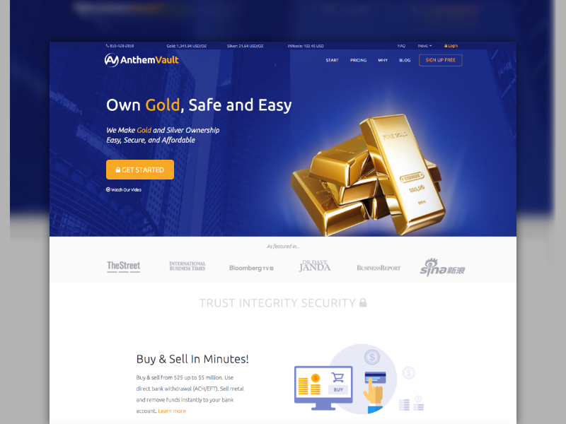 AnthemVault.com Landing Page