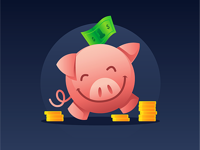 Money in The Piggy Bank character coins money pig