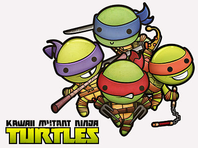 Kawaii Mutant Ninja Turtles chibi cute donatello kawaii leonardo michelangelo mutant ninja raphael squidpig tmnt turtles