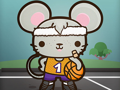 Matty the Sporty Mouse chibi cute kawaii mouse old willow school sporty squid and pig