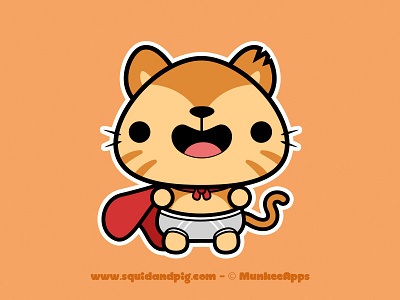 Supergato Stickers for Munkee Apps app cat chibi cute kawaii mobile squidandpig stickers superhero