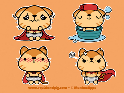 Supergato Stickers for Munkee Apps 02 app cat chibi cute kawaii mobile squidandpig stickers superhero