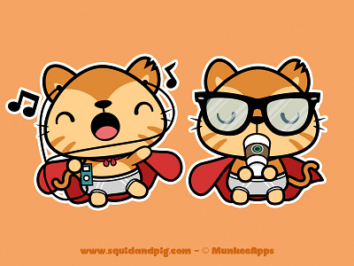 Supergato Stickers for Munkee Apps 03 app cat chibi cute kawaii mobile squidandpig stickers superhero