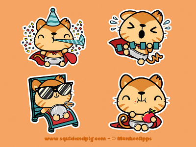 Supergato Stickers for Munkee Apps 07 chibi cute kawaii pig squid and pig stickers supergato walter
