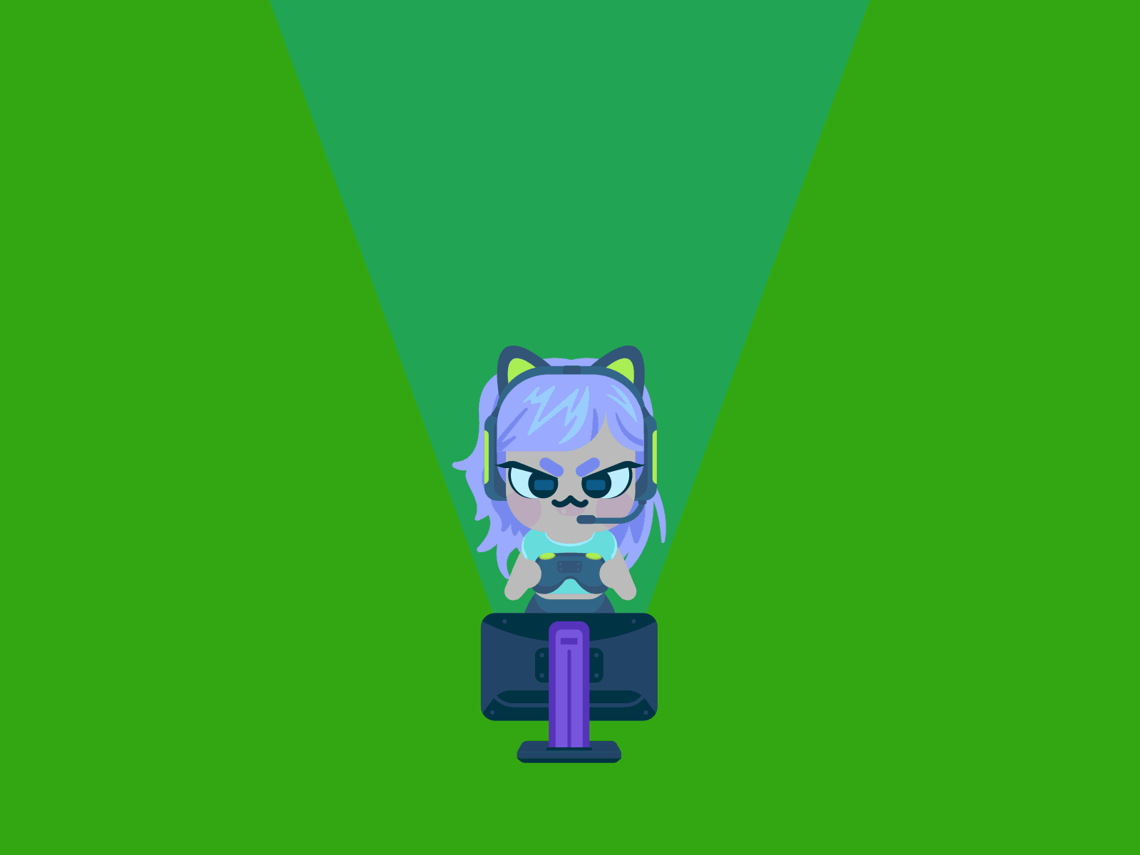 Gamer | Lottie Animations for YouNow animation app chibi cute design gif illustration kawaii lottie squidandpig stickers svg svga vector younow