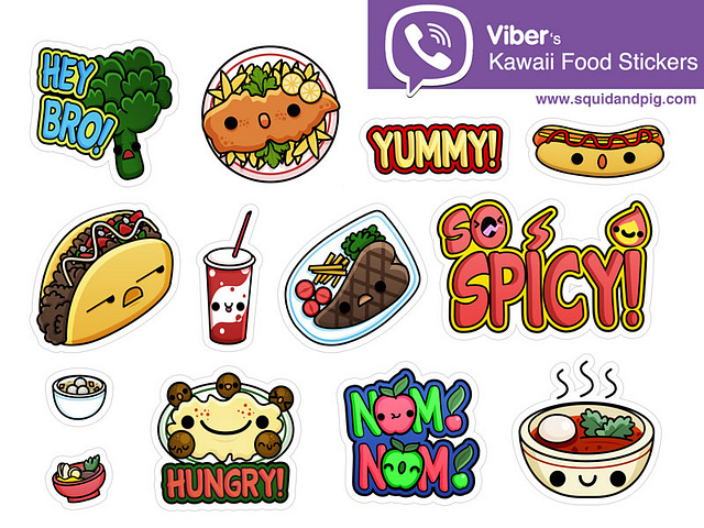 Kawaii Food Stickers for Viber 02 by Squid&Pig on Dribbble