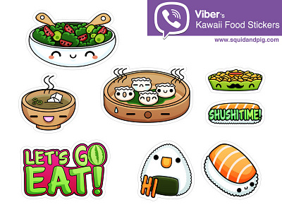 Kawaii Food Stickers for Viber 03 app chibi cute food kawaii squidpig stickers viber