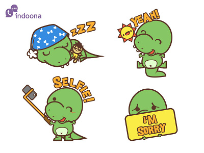 Chuck the T-Rex Stickers for indoona app app chibi cute dinosaur kawaii mobile stickers t rex